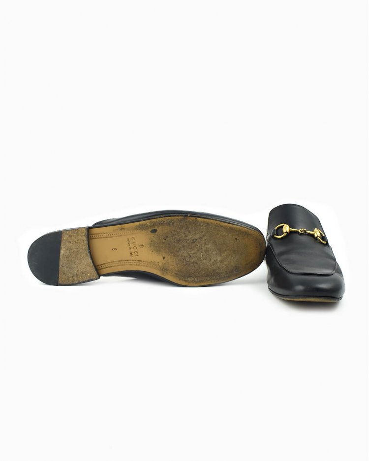 GUCCI Horsebit オープントゥ レザー ミュール Mule Gucci original horsebit couro preto masculino